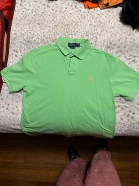 Polo Ralph Lauren Men's Classic Fit Mesh Polo Shirt Green with Orange Pony